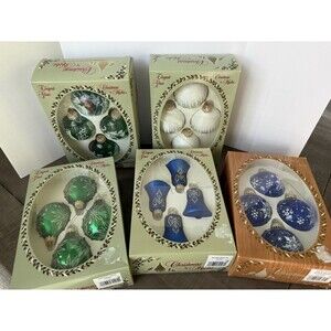 Vtg Krebs Glass Ornaments Glitter Icicles, Santa, Bells & Snowflakes - Lot of 20